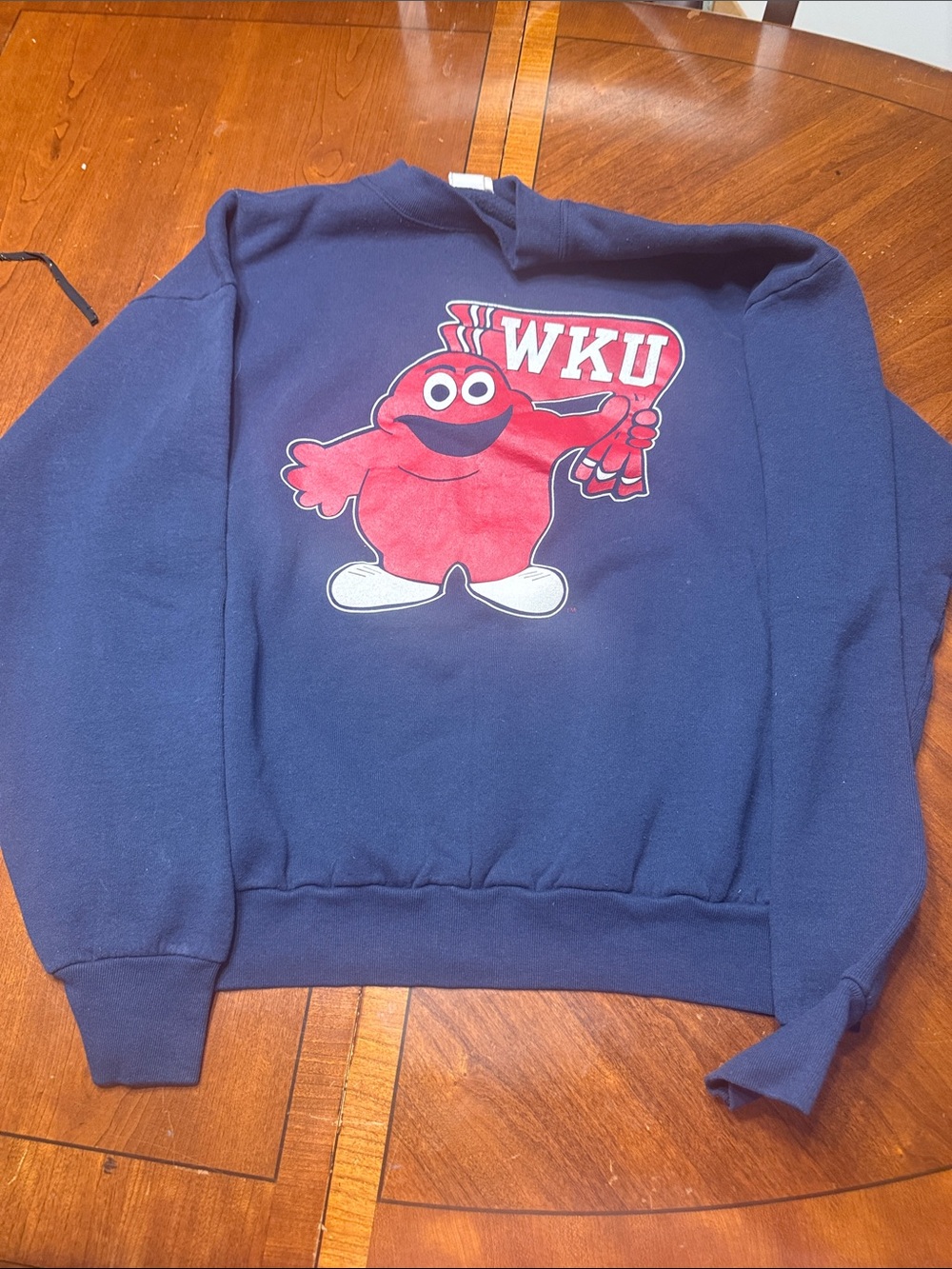 WKU Navy Blue Men's Crewneck Sweatshirt with Big Red XL